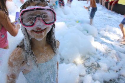 girl at foam camp party